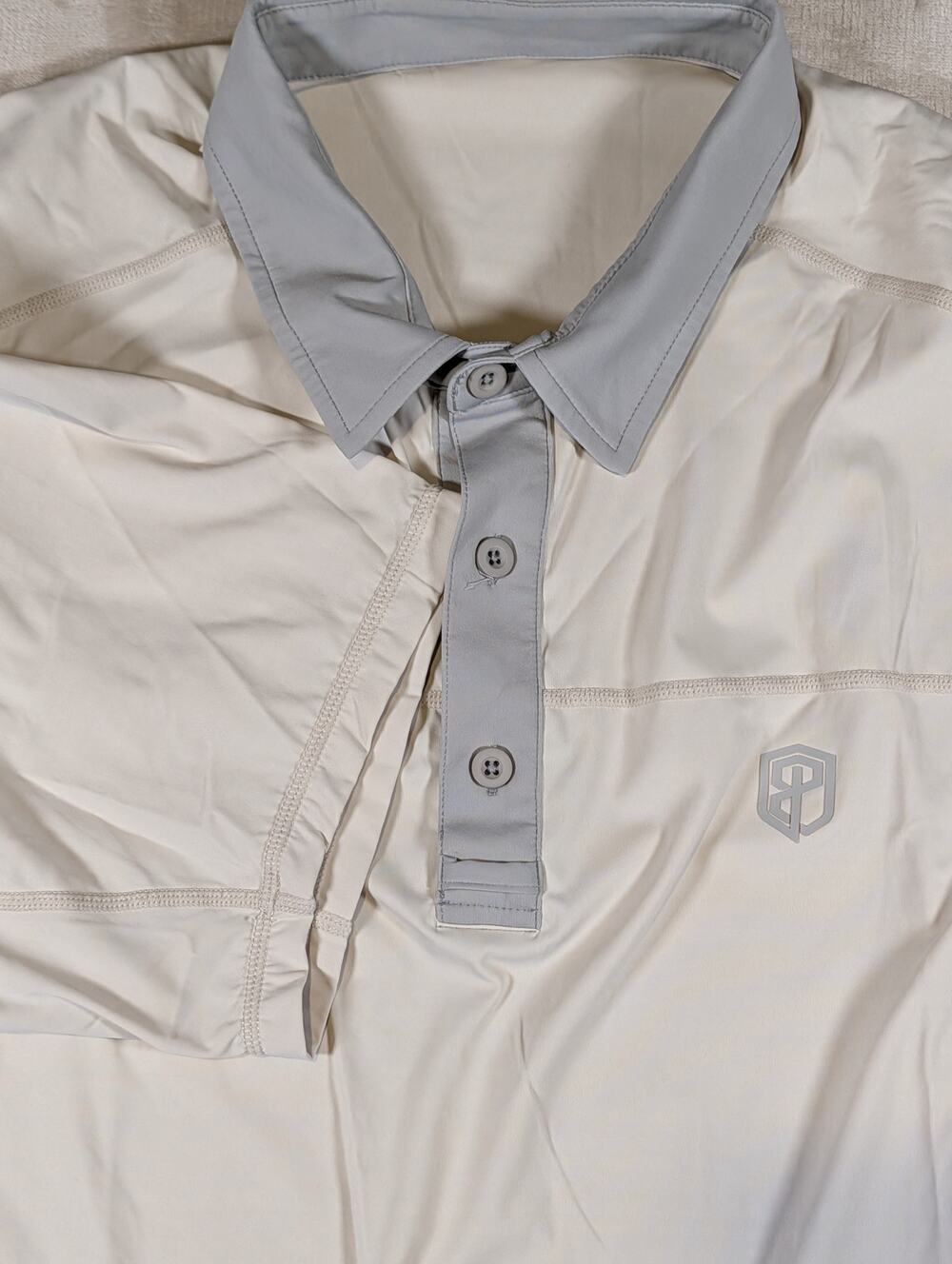 Born Primitive Mens XL Off White Grey Contrast Tek Polo Performance Golf Shirt